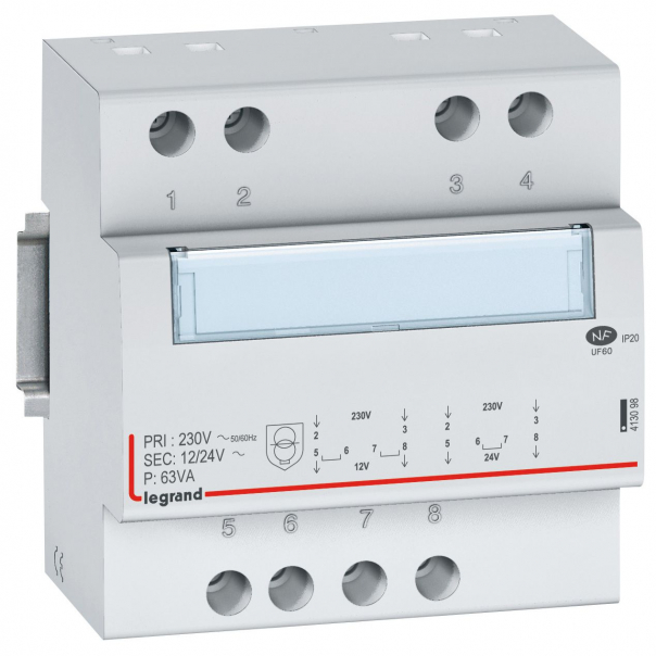 TRANSFORMATOR SEPARACYJNY 63VA 230V/12-24V TR363 - 413098 - LEGRAND