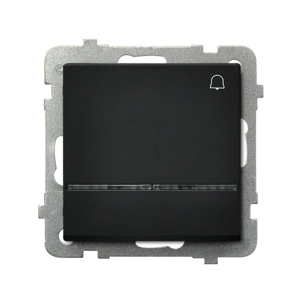 ŁĄCZNIK ZWIERNY DZWONEK Z PODŚWIETLENIEM NIEBIESKIM ZACISKI AUTOMATYCZNE 10AX 250V IP20 CZARNY METALIK SONATA - ŁP-6RS/m/33 - OSPEL