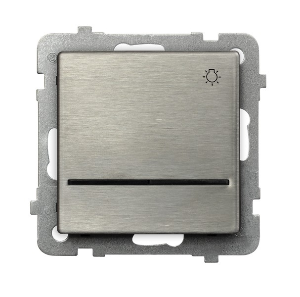ŁĄCZNIK ZWIERNY ŚWIATŁO Z PODŚWIETLENIEM NIEBIESKIM ZACISKI AUTOMATYCZNE 10AX 250V IP20 STALOWY INOX SONATA - ŁP-5RMS/m/37 - OSPEL