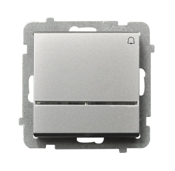 ŁĄCZNIK ZWIERNY DZWONEK Z PODŚWIETLENIEM NIEBIESKIM ZACISKI AUTOMATYCZNE 10AX 250V IP20 SREBRNY MAT SONATA - ŁP-6RS/m/38 - OSPEL