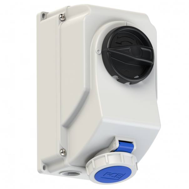 GNIAZDO Z WYŁĄCZNIKIEM 0-1 DUŻE BLOKADA MECHANICZNA 16A 230V 2P+Z IP44 - 75132-6 - PCE