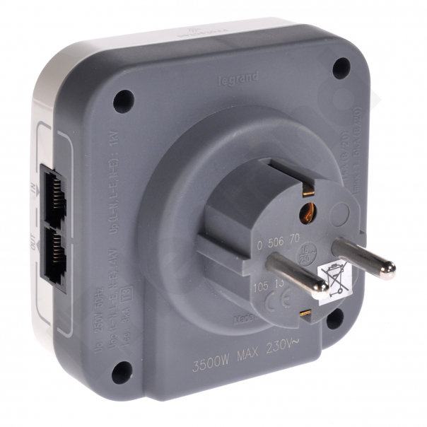 GNIAZDO CHRON. POJEDYNCZE Z UZIEMIENIEM + RJ45 1IN+1OUT - 050670 - LEGRAND