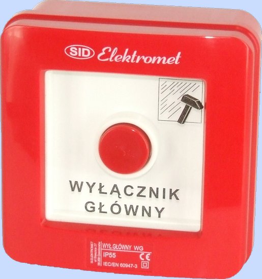 RĘCZNY OSTRZEGACZ POŻAROWY 2 TORY PRĄDOWE 12A NO-NO WYŁĄCZNIK GŁÓWNY NATYNKOWY, SAMOCZYNNY WG-2S - 921441 - ELEKTROMET DZIERŻONIÓW