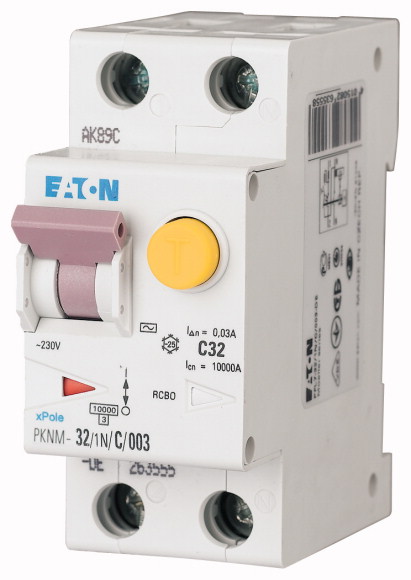 WYŁĄCZNIK RÓŻNICOWY Z CZŁONEM NADPRĄDOWYM 1-POLOWY Z TOREM NEUTRALNYM PKNM-32/1N/B/003-MW  - 236295 - EATON