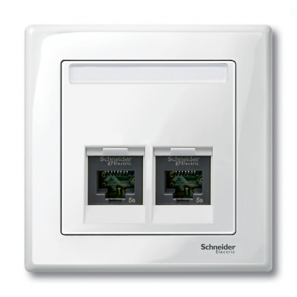 PŁYTKA CENTRALNA GNIAZD 2XRJ45,SE, BIAŁY SYSTEM M - MTN469919 - SCHNEIDER ELECTRIC