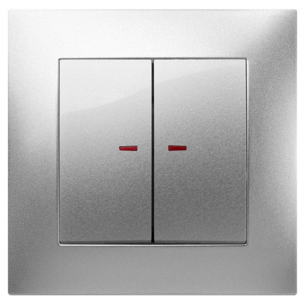 ŁĄCZNIK ŚWIECZNIKOWY Z PODŚWIETLENIEM SREBRNY CARLA - 1724-16 - ELEKTRO-PLAST NASIELSK