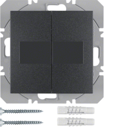PRZYCISK PODWÓJNY PŁASKI Z BATERIĄ SŁONECZNĄ ANTRACYT MAT S.1/B.3/B.7 KNX RF  - 85656185 - HAGER