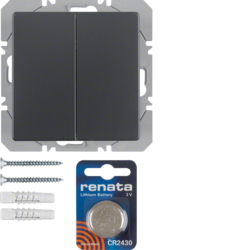 PRZYCISK RADIOWY PODWÓJNY PŁASKI QUICKLINK ANTRACYT Q.1/Q.3 KNX RF  - 85656226 - HAGER