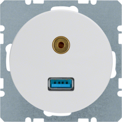 GNIAZDO USB AUDIO 3,5MM BIAŁY POŁYSK R.1/R.3 - 3315392089 - HAGER