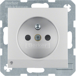 GNIAZDO Z UZIEMIENIEM I PODŚWIETLENIEM ORIENTACYJNYM LED ALU MAT BERKER B.KWADRAT/B.7 - 6765101404 - HAGER