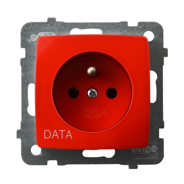 GNIAZDO POJEDYNCZE Z UZIEMIENIEM DATA BIAŁY KARO - GP-1SZD/m/00 - OSPEL