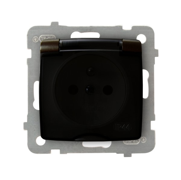 GNIAZDO BRYZGOSZCZELNE Z UZIEMIENIEM IP44 CZEKOLADOWY METALIK KARO - GPH-1SZ/m/40/d - OSPEL