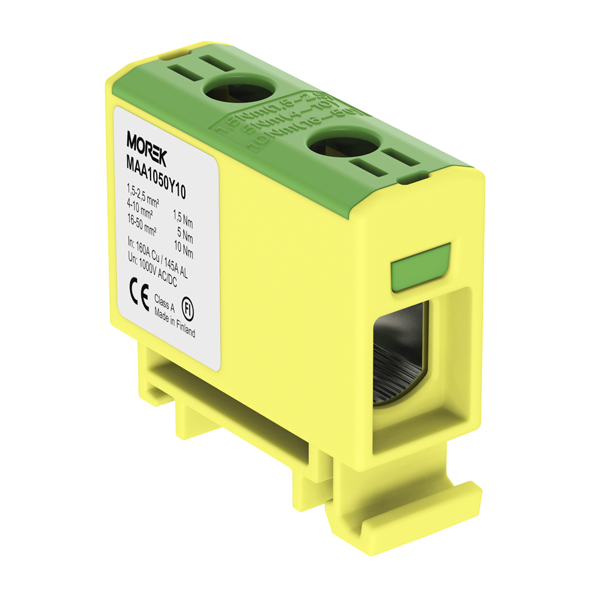 Złączka szynowa gwintowa OTL50 kolor żółto-zielony 1xAl/Cu 1,5-50mm2 1000V Zacisk uniwersalny - MAA1050Y10 - MOREK