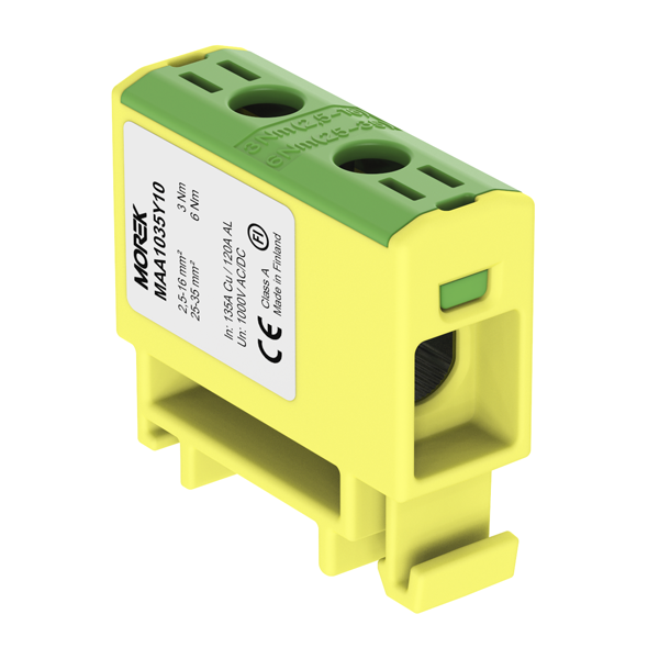 Złączka szynowa gwintowa OTL35 kolor żółto-zielony 1xAl/Cu 2,5-35mm2 1000V Zacisk uniwersalny - MAA1035Y10 - MOREK