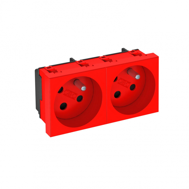 GNIAZDO 2X2P+Z 33&deg; PODWÓJNE KODOWANE CZERWONE - 6120324 - OBO