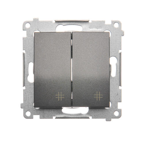 ŁĄCZNIK KRZYŻOWY PODWÓJNY 10AX 250V  ZACISKI AUTOMATYCZNE ANTRACYT SIMON 54 - DW7/2.01/48 - KONTAKT SIMON