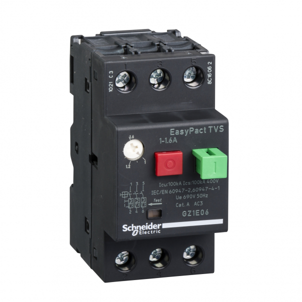 WYŁĄCZNIK SILNIKOWY MAGNETYCZNO-TERMICZNY 1,0..1,6A - GZ1E06 - SCHNEIDER ELECTRIC