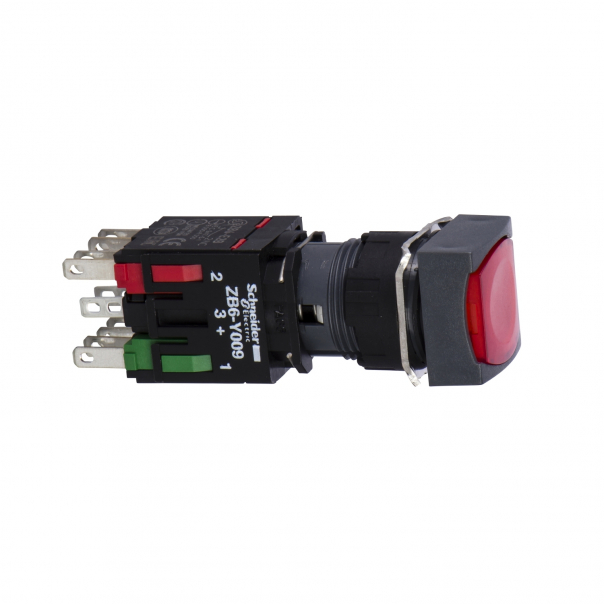 PRZYCISK PŁASKI SAMOPOWROTNY LED 12...24V KWADRATOWY CZERWONY - XB6CW4B5B - SCHNEIDER ELECTRIC