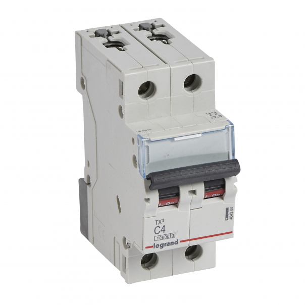 WYŁĄCZNIK NADPRĄDOWY C 4A 2 POLOWY CHARAKTERYSTYKA C SERII TX3 S312 - 404200 - LEGRAND