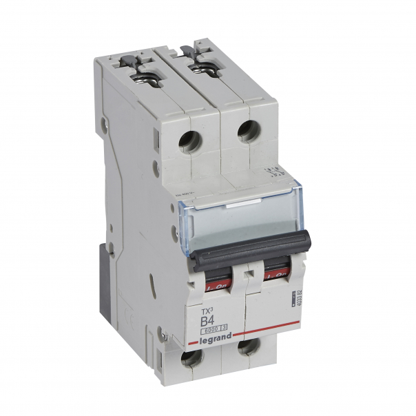 WYŁĄCZNIK NADPRĄDOWY B 4A 2 POLOWY CHARAKTERYSTYKA B SERII TX3 S 302 - 403382 - LEGRAND