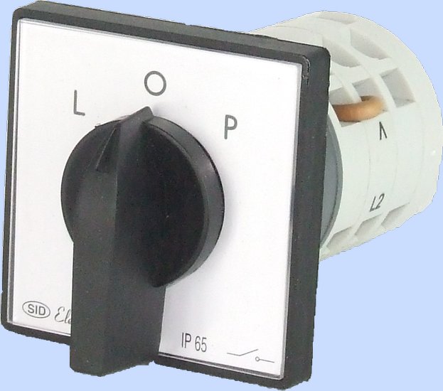 ŁĄCZNIK KRZYWKOWY W OBUDOWIE E16-42 ZMIANA KIERUNKU OBROTÓW L-0-P IP-65 - 951641 - ELEKTROMET DZIERŻONIÓW