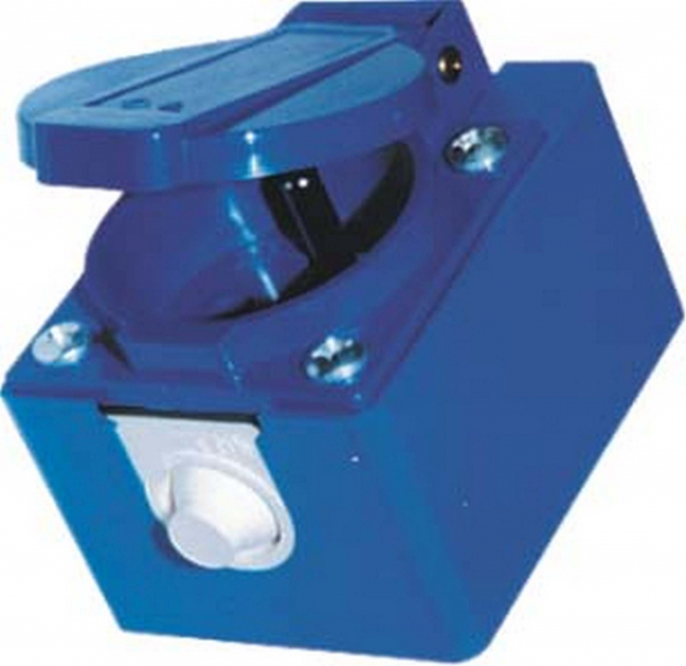 GNIAZDO TABLICOWE 16A 2P+Z IP44 Z BOLCEM Z PUSZKĄ NADTYNKOWĄ NIEBIESKĄ - 104-0hp - PCE