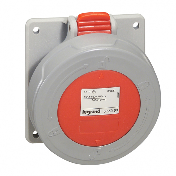 GNIAZDO TABLICOWE 32A 3 POLOWE Z TOREM NEUTRALNYM Z UZIEMIENIEM 400V IP67 P17 TEMPRA PRO - 555489 - LEGRAND