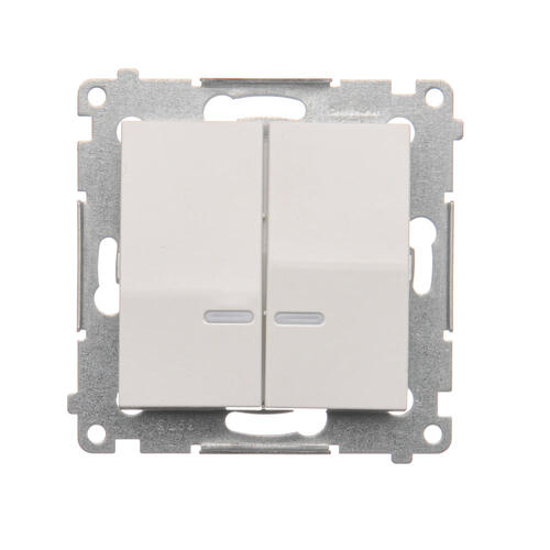 Łącznik świecznikowy z podświetleniem LED i do wersji IP44 (moduł) 16AX, 250V~, zaciski śrubowe; biały   *Posiada wkładkę DU1W - DW5ABL.01/11 - KONTAKT SIMON