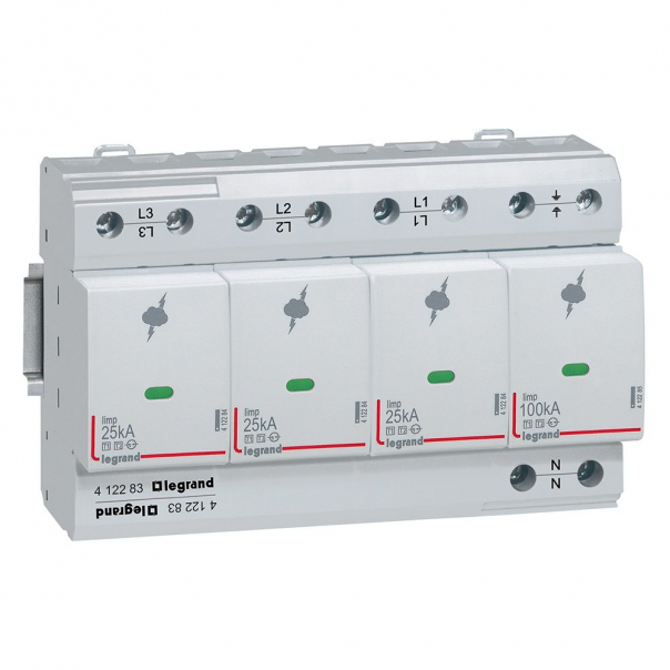 OCHRONNIK P-PRZEPIĘCIOWY T1 25KA 3 POLOWY Z TOREM NEUTRALNYM - 412283 - LEGRAND