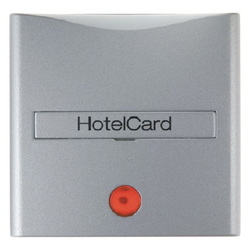 ŁĄCZNIK NA KARTĘ HOTELOWĄ-NASADKA Z NADRUKIEM I CZERWONĄ SOCZEWKĄ ALU B.1/B.7  - 16401404 - HAGER