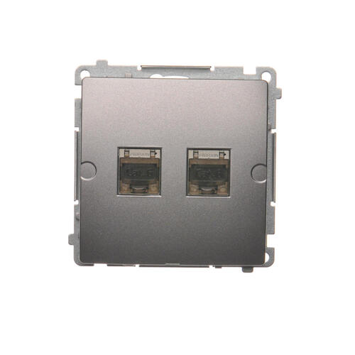 Gniazdo komputerowe RJ45, kategoria 6, podwójne ekranowane z przesłoną przeciwkurzową (moduł). Montaż na łapki lub wkręty; stal inox - BM62E.01/21 - KONTAKT SIMON