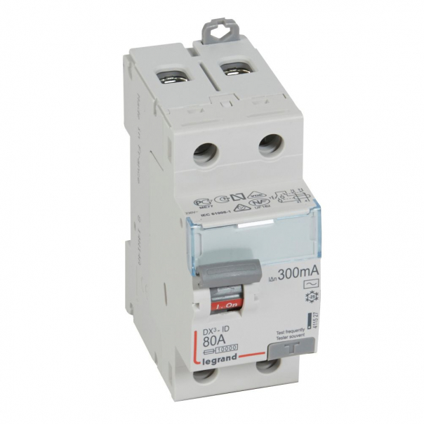 WYŁĄCZNIK RÓŻNICOWY 80A 300MA 2-POLOWY TYP AC SERII DX3 P302 - 411527 - LEGRAND