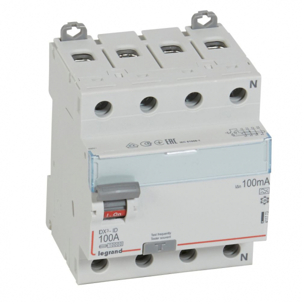 WYŁĄCZNIK RÓŻNICOWY 100A 100MA 4-POLOWY TYP A SERII DX3 P304 - 411773 - LEGRAND