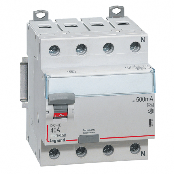 WYŁĄCZNIK RÓŻNICOWY 40A 500MA 4-POLOWY TYP A SERII DX3 P304 - 411790 - LEGRAND