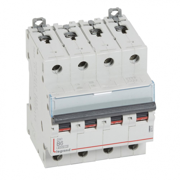 WYŁĄCZNIK NADPRĄDOWY B 6A 4-POLOWY SERII DX3 S304 - 407621 - LEGRAND