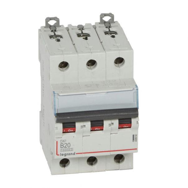 WYŁĄCZNIK NADPRĄDOWY B 20A 3 POLOWY CHARAKTERYSTYKA B SERII DX3 S 313 - 408992 - LEGRAND