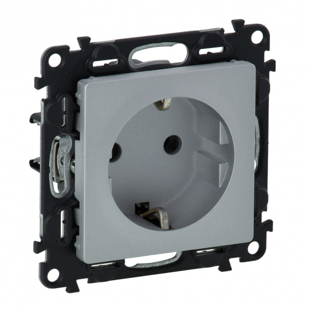 GNIAZDO POJEDYCZE Z UZIEMIENIEM SCHUKO Z PRZESŁONĄ ALUMINIUM 16 A - 250 V~ - 753320 - LEGRAND