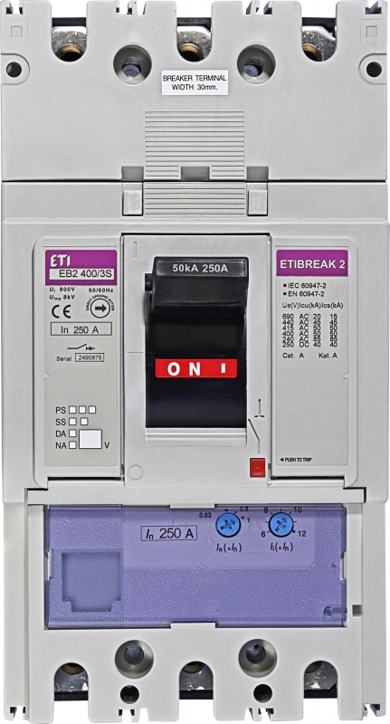 WYŁĄCZNIK MOCY 3P, 50KA, WYZW. TM EB2 400/3S 250A 3P - 004671101 - ETI