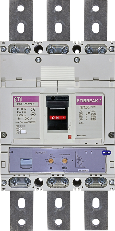 WYŁĄCZNIK MOCY 3P, 50KA, WYZW. ELEKTRONICZNY EB2 1000/3LE 1000A 3P - 004672210 - ETI