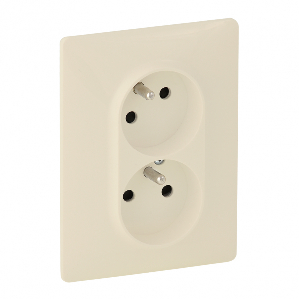 GNIAZDO PODWÓJNE 2X2P+Z Z PRZESŁONAMI KREMOWE VALENA LIFE - 753286 - LEGRAND