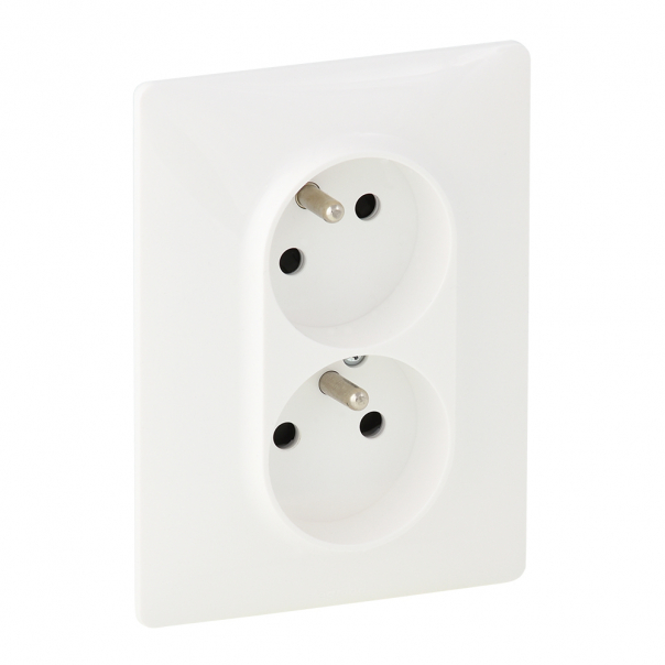 GNIAZDO PODWÓJNE Z UZIEMIENIEM 2X2P+Z Z PRZESŁONAMI ZACISKI AUTOMATYCZNE KOMPLETNE 16A 250V IP20 BIAŁY VALENA LIFE - 753186 - LEGRAND