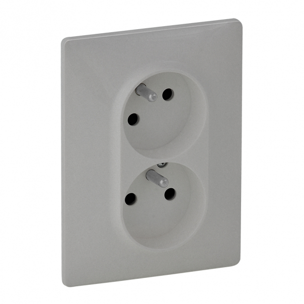 GNIAZDO PODWÓJNE Z UZIEMIENIEM TYPU MONOBLOK Z PRZESŁONĄ ALUMINIUM 16 A - 250 V~ VALENA LIFE - 753386 - LEGRAND