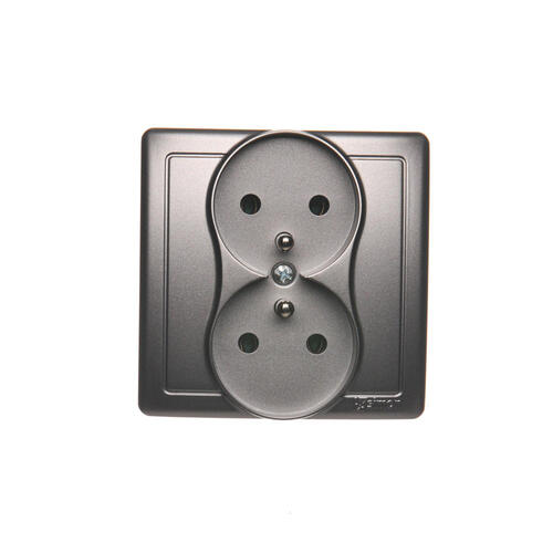 Gniazdo wtyczkowe z uziemieniem podwójne, monoblok, 16A, 250V~, zaciski śrubowe; stal inox  *Kompletne - nie do ramek - BMGZ2/21 - KONTAKT SIMON