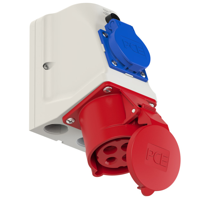 GNIAZDA 32A 400V 3P+Z KOMBI CEE + 230V Z BOLCEM OKABLOWANE - 9224-6f. - PCE