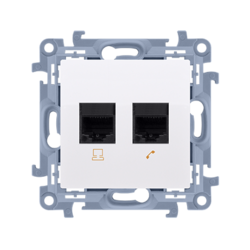 Gniazdo komputerowe podwójne RJ45 kategoria 6 ekranowane (moduł); biały - C62E.01/11 - KONTAKT SIMON