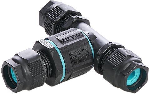 ROZGAŁĘŹNIK ŁĄCZENIOWY 3 TOROWY TYP T CONNECTOR IP68 NA PRZEWÓD 7-13.5MM - THB.390.C1A - LUMIQON SPÓŁKA Z OGRANICZONĄ ODPOWIEDZIALNOŚCIĄ