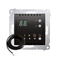 Regulator temperatury z wyświetlaczem z czujnikiem zewnętrznym (moduł) 16(2) A, 230V~; antracyt  *W komplecie czujnik zewnętrzny (sonda) - DTRNSZ.01/48 - KONTAKT SIMON