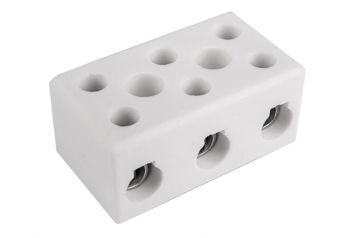 Złączka gwintowa porcelanowa z otw. montażowymi,16 mm2, 3 tory - (kolor biały) - 80733516 - SIMET