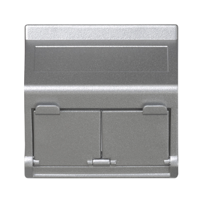 Płytka K45 2x RJ z osłoną skośna; do adapterów MD; aluminium - KB80/8 - KONTAKT SIMON