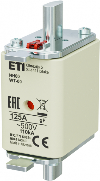 WKŁADKA TOPIKOWA NH - SZYBKA / KOMBI NH00/WT-00 GF 125A/500V - 004114340 - ETI